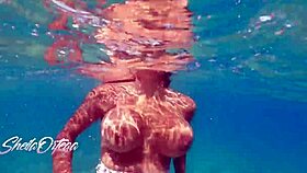 Pornstar Sheila Ortega sucking and fucking underwater while snorkeling