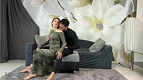 Oiled fuck with my big ass friend on the couch