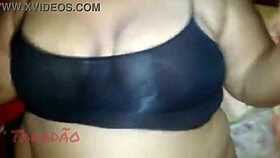 Latina milf with saggy tits gets cum on mouth and face