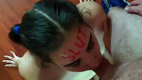 lipstick slut face fucked slapped and spat on