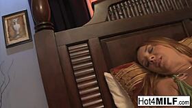 busty blonde milf sucking cock then getting fucked and facialed with two hot loads on lxtube.com