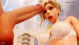 mercy's nude beach vacation with big cocks 😏