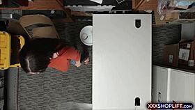 Cute brunette caught shoplifting