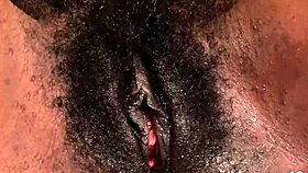 ebony girl with hairy pussy gets rough creampie