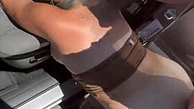 Blonde woman receives facial in public setting