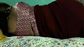 Sanjana aunty shows ass in maroon saree casually