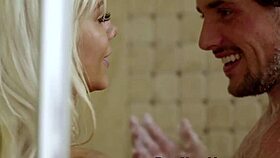 cute blonde masseuse gets licked out in the shower 😘