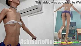 Dance Dance Revolution Turns Wild With Braless Upskirt and No Panties Latina Action