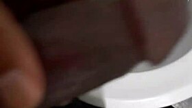 hey, i just masturbated my shaved cock in the restroom, cum everywhere close up!!