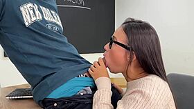 My best friend said, 'Let's study, but I'll teach you doggystyle on the big cock in the classroom.'