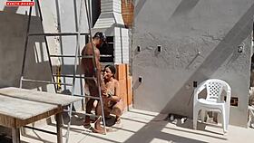 Sexy Brazilian girl at barbecue gets clothes ripped and takes dripping assfucking with big sausage