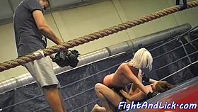 Euro redhead dyke seduces her wrestling opponent in catfight