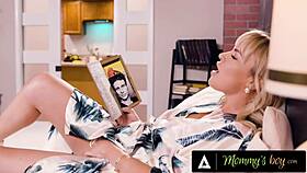 Mommys Boy Caught Masturbating, Busty Milf Turns Feral For Big Dick