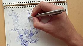 hey, check out this quick sketch of doggy-style foot fetish in my sketchbook