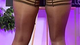 Wow! Sexy Milf in Coffee Nylon Stockings at Club