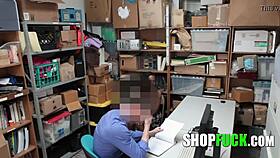 does the security guard punish the busty babe?