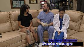 dr tampa checks nicole luvas' petite 18+ body in her first gyno exam with gloves and spreading