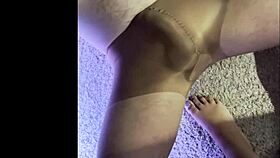 i make my husband wear my wet pantyhose while giving him a kinky footjob