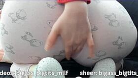 Teen in pajamas masturbates with toys showing camel toe