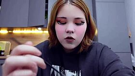 pretty alternative girl does a cute mugbang with her chubby friends.