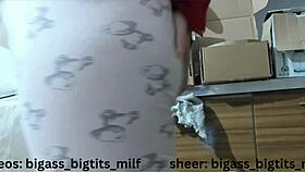 Teen in pajamas masturbates with toys showing camel toe