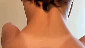 Girlfriend in gray beanie enjoys intense doggystyle riding