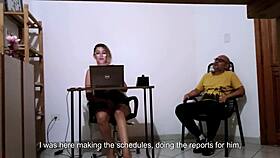 secretary masturbates solo then bangs a client at law reception desk 😜