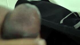 hey, i just masturbated my shaved cock in the restroom, cum everywhere close up!!