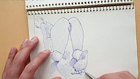 hey, check out this quick sketch of doggy-style foot fetish in my sketchbook