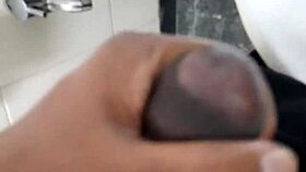 hey, i just masturbated my shaved cock in the restroom, cum everywhere close up!!