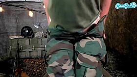 Sexy Amateur Soldier Fingers Pussy In Combat Tent