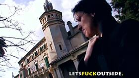 Let's fuck outside in the cemetery, fingering that small brunette hard!