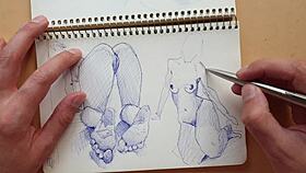 hey, check out this quick sketch of doggy-style foot fetish in my sketchbook