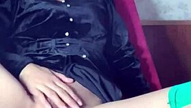 Mature woman in stockings masturbates intensely with vibrator to climax