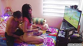 Stepbrother Fucks Gamer Girl In Dorm While She Plays