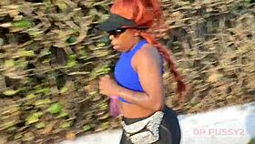 Ebony Redhead With Giant Ass Trains In Gym Filmed By Lover