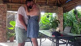 creampie fucks best friend's wife on patio