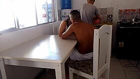 Naughty Wife Fucks Big Black Cock While Cuckold Washes Dishes In Kitchen