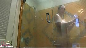 Why does Jelena Jensen shake her perfect tits after a hot shower?