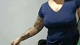 She heads to the gym to flash her body at the guys.