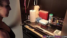 Fetish teen face jizzed in bondage