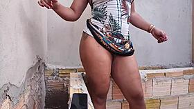 Risky sex in construction filling hot girl's ass with cum, Vagninho and Luna Oliveira 😈