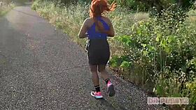 Ebony Redhead With Giant Ass Trains In Gym Filmed By Lover