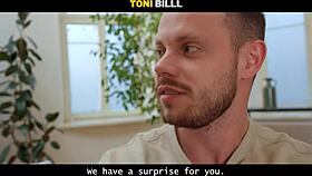 In a mature4k scene, two busty russian sluts, moon flower and polly yangs, engage in a sexy threesome.