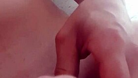 quick hidden handjob leads to fast cumming before lunch with big cock