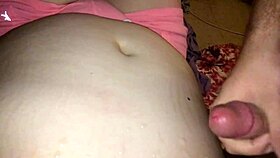 Cumming all over his fat princess's belly.