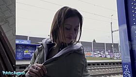 Public Agent Train Station Smoker Gets Her Tits Out To Pay The Fine!