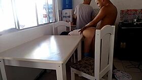 Naughty Wife Fucks Big Black Cock While Cuckold Washes Dishes In Kitchen