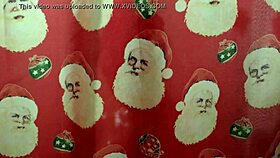 Two sexy brunettes bathe in underwear on the bed during christmas