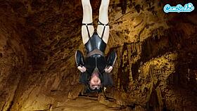 Hot teen in bat costume masturbates upside down on camsoda